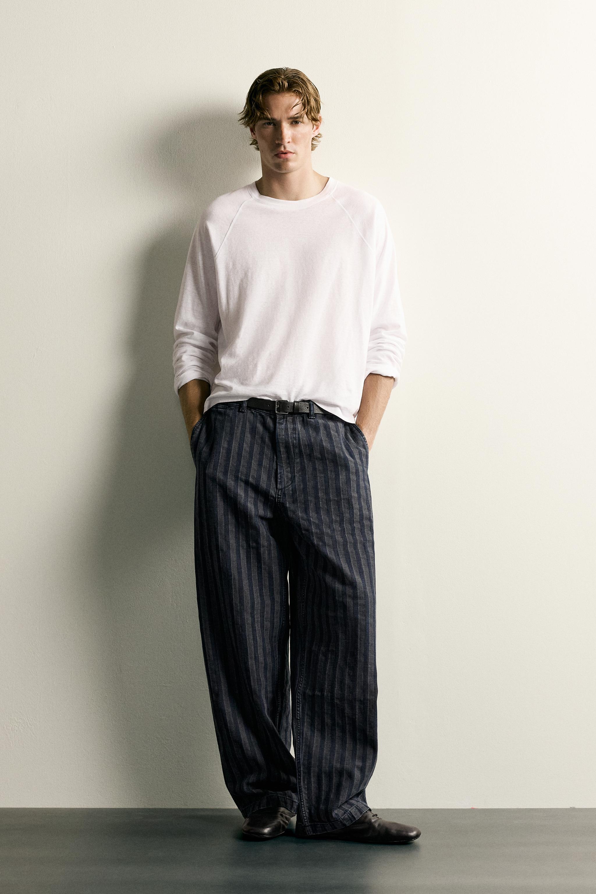 STRIPED RELAXED FIT CHINO PANTS
